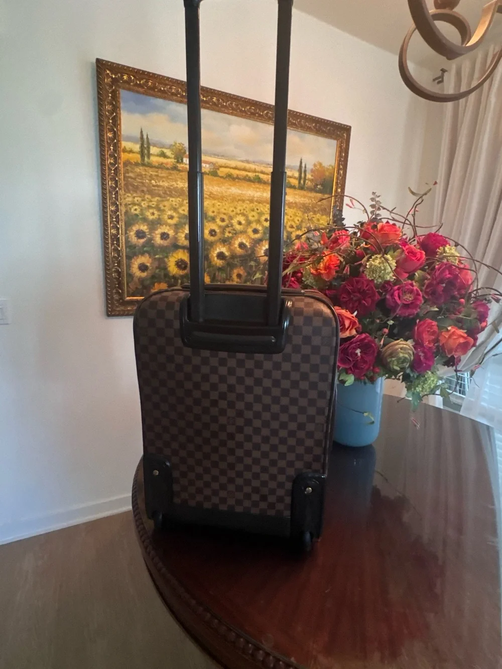 Louis Vuitton Brown Damier Checkered Travel Backpack with Gold Hardware